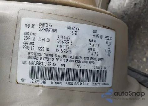 1996 Jeep Cherokee Country z USA, uszkodzony, nr VIN 1J4FJ78S4TL162118